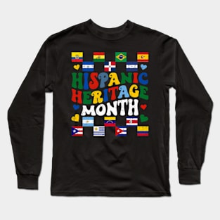 Hispanic Heritage Month National Latino Countries Flags Long Sleeve T-Shirt